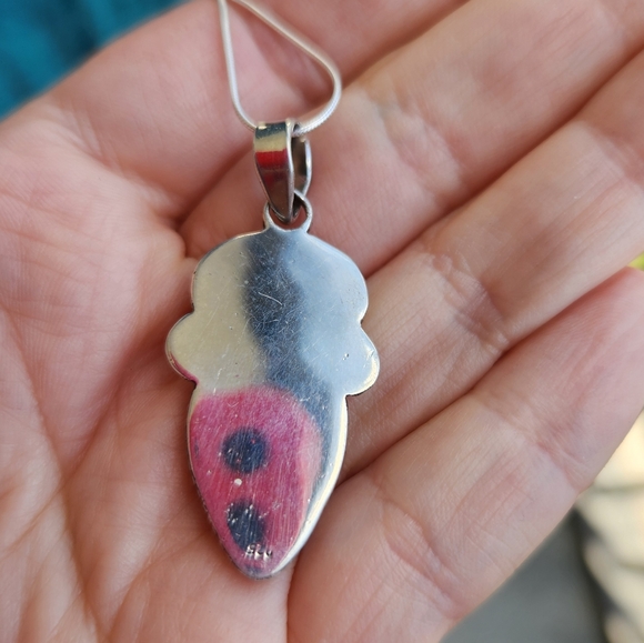 Handmade Sterling Silver 925 White Buffalo 2 Tier Pendant Charm And Snake Chain - Picture 3 of 7